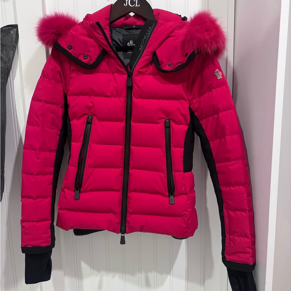 Moncler Fuchsia Puffer Jacket with Fur Hood